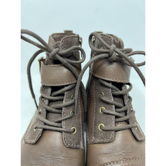 UGG Jaidyn boots size 8 Brown Leather Booties Buckle Lace Side Zip Sherpa Lined - Picture 9 of 15